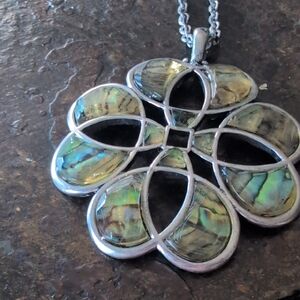 Silver and Abalone Shell Pendant Necklace